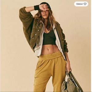 Free People Hit the Slopes Fleece Jacket Army
